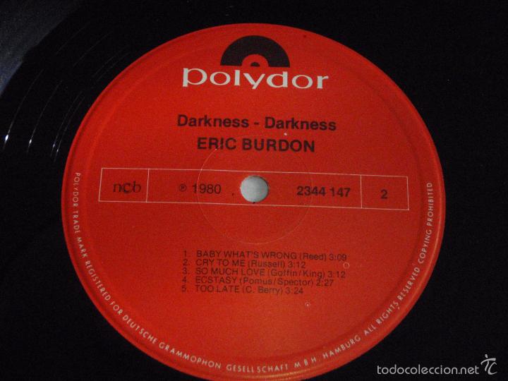 Discos de vinilo: Eric Burdon ?&ndash; Darkness - Darkness, Scandinavia 1980 Polydor - Foto 5