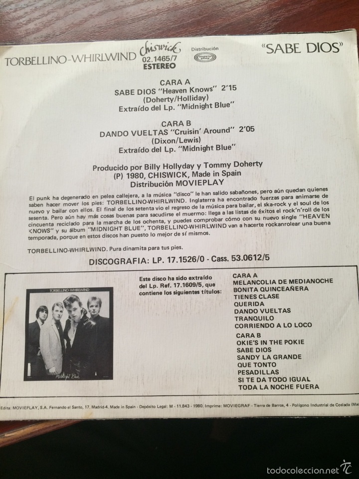Discos de vinilo: TORBELLINO-WHIRLWIND-SABE DIOS-ROCKABILLY-NUEVO!! - Foto 2