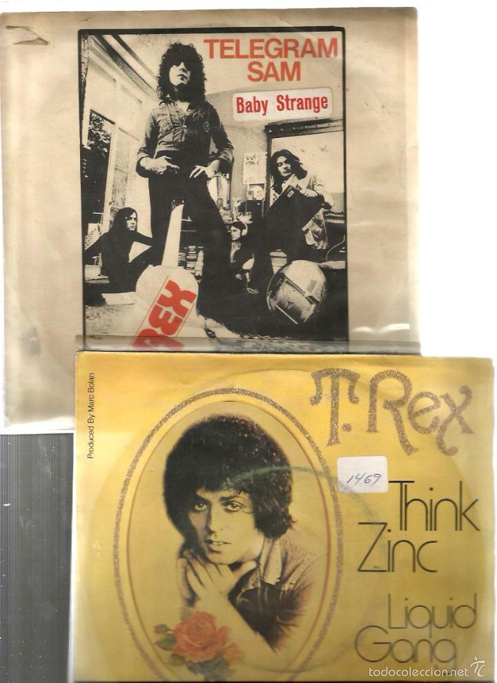 Discos de vinilo: 2 SINGLES DE T. REX : THINK ZINC + TELEGRAM SAM - Foto 1
