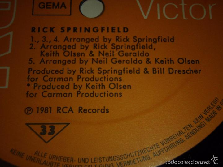Discos de vinilo: RICK SPRINGFIELD ( WORKING CLASS DOG ) GERMANY-1981 LP33 RCA - Foto 5
