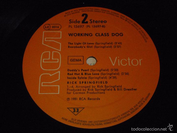 Discos de vinilo: RICK SPRINGFIELD ( WORKING CLASS DOG ) GERMANY-1981 LP33 RCA - Foto 7
