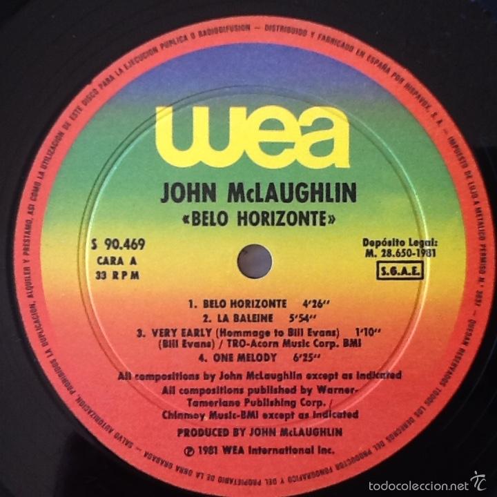 Discos de vinilo: JOHN McLAUGHLIN : BELO HORIZONTE [WEA - ESP 1981] LP - Foto 3