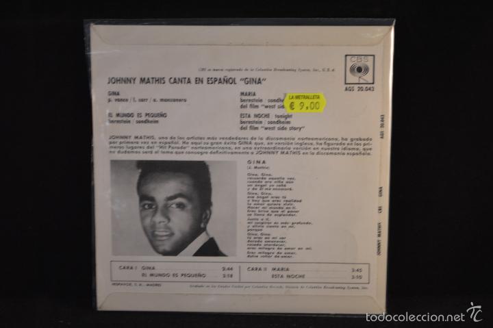 Discos de vinilo: JOHNNY MATHIS - CANTA EN ESPA&Ntilde;OL - GINA +3 - EP - Foto 2