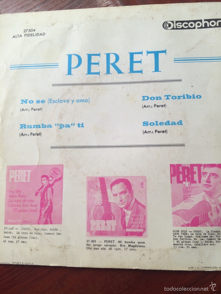 Discos de vinilo: PERET-NO SE+3-EP - Foto 2