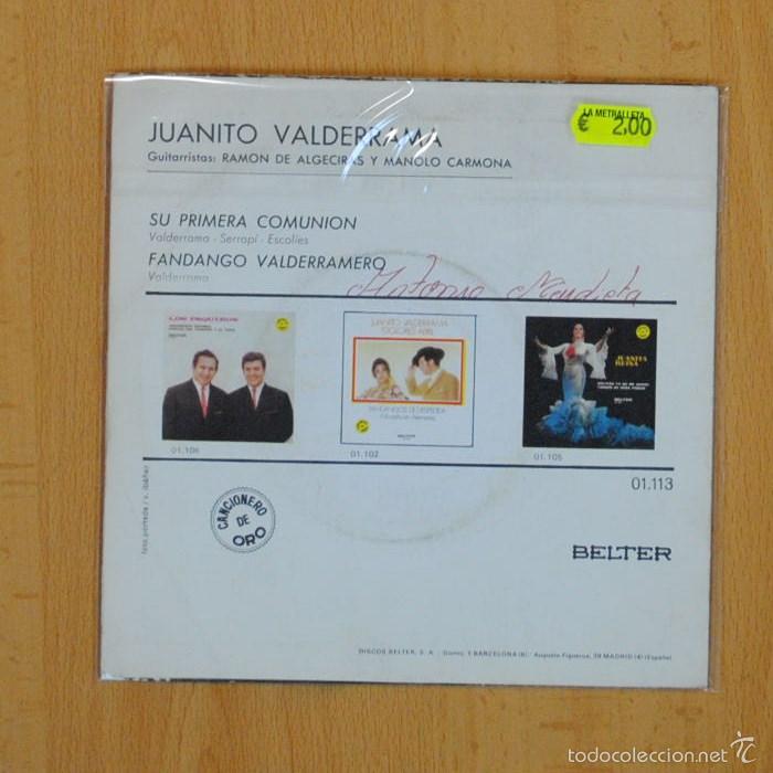 Discos de vinilo: JUANITO VALDERRAMA - SU PRIMERA COMUNION - SINGLE - Foto 2