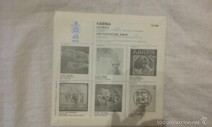 Discos de vinilo: DISCO SINGLE KARINA - LA FIESTA / LAS FLECHAS DEL AMOR - Foto 2