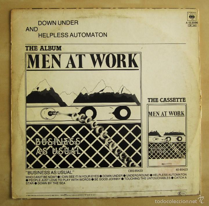 Discos de vinilo: MEN AT WORK - DOWN UNDER - MAXI VINILO ORIGINAL 1981 EDICION CBS AUSTRALIA - Foto 4