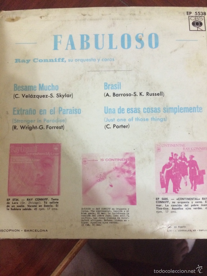 Discos de vinilo: RAY CONNIFF-BESAME MUCHO-EP - Foto 2