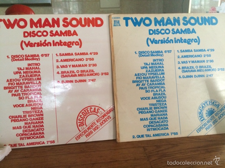 Disques de vinyle: LOTE DE 2 VINILOS DE TWO MAN SOUND-DISCO SAMBA-VERSION DE 1977(RARA)Y LA DE 1985