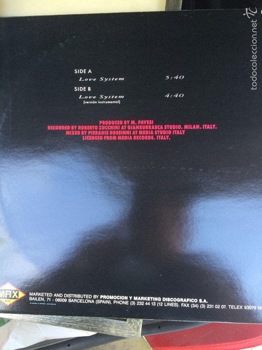 Discos de vinilo: MAURIZIO PAVESI-LOVE SYSTEM-MAXI - Foto 2