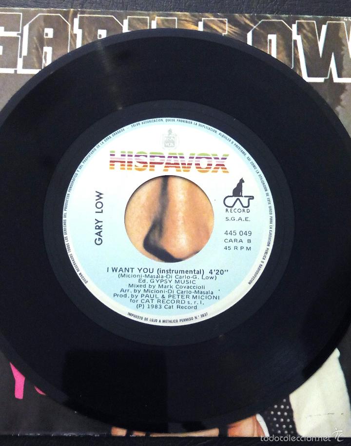 Discos de vinilo: SINGLE GARY LOW - I WANT YOU - HISPAVOX 1983. - Foto 4