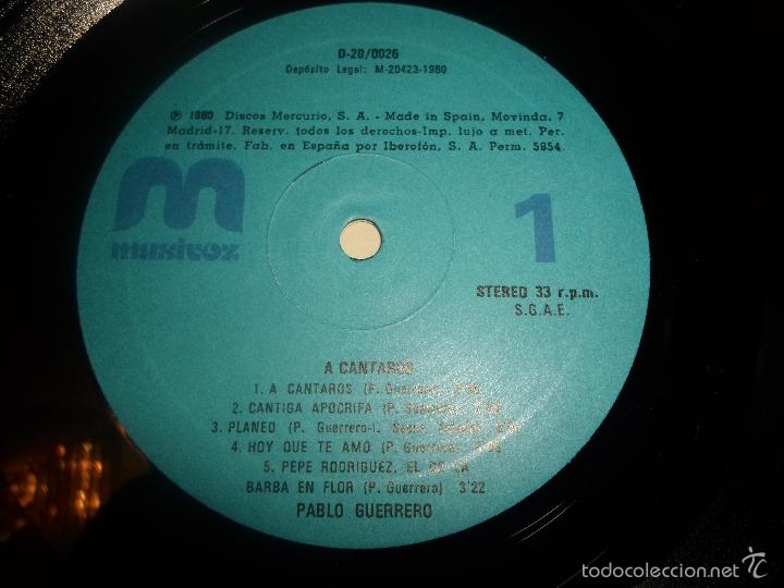 Discos de vinilo: PABLO GUERRERO - A CANTAROS - Foto 2
