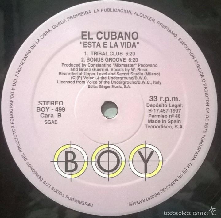 Discos de vinilo: El Cubano, Esta E La Vida, Boy Records-BOY-499 - Foto 3