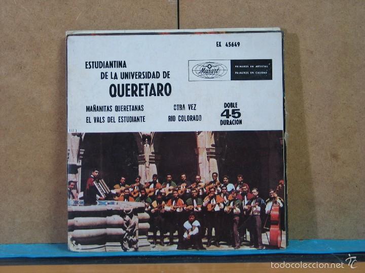 Disques de vinyle: Estudiantina de la Universidad de Queretaro - Ma&ntilde;anitas Queretanas + 3 - Musart EX 45649 - 1965