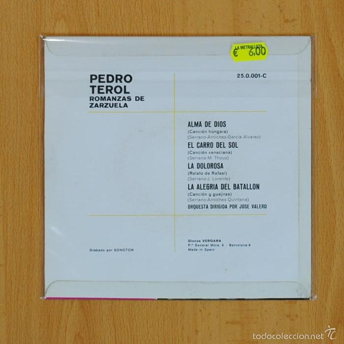 Discos de vinilo: PEDRO TEROL - ALMA DE DIOS + 3 - EP - Foto 2