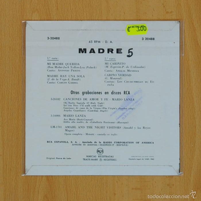 Discos de vinilo: VARIOS - MI MADRE QUERIDA + 3 - EP - Foto 2