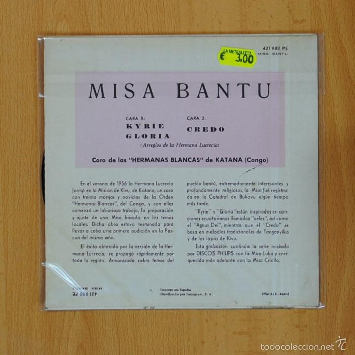 Discos de vinilo: MISA BANTU - KYRIE GLORIA / CREDO - SINGLE - Foto 2