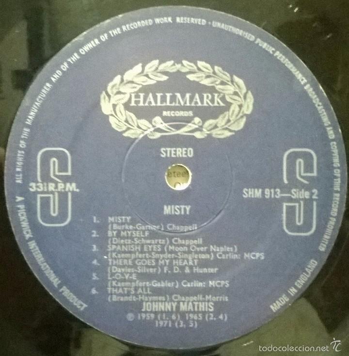 Discos de vinilo: Johnny Mathis, Misty, Hallmark Records-SHM 913, UK - Foto 4