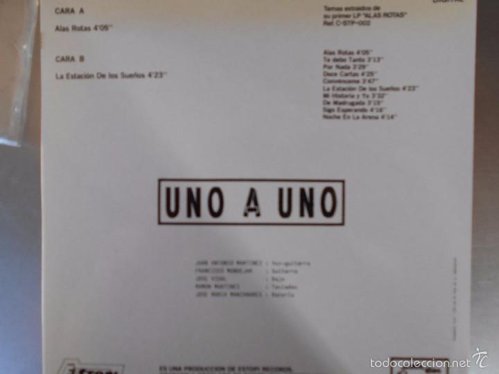Discos de vinilo: UNO A UNO-single ALAS ROTAS-PROMO-1990 - Foto 2