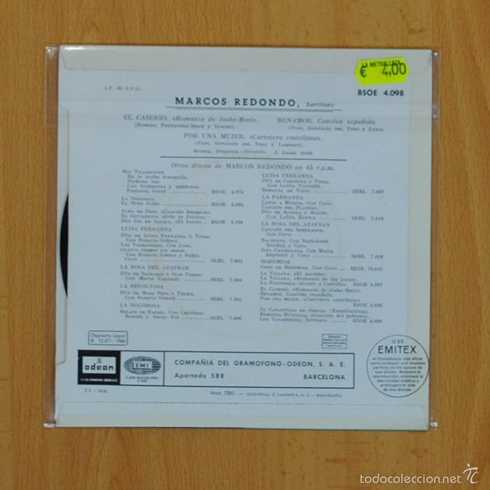 Discos de vinilo: MARCOS REDONDO - ES CASERIO + 2 - EP - Foto 2