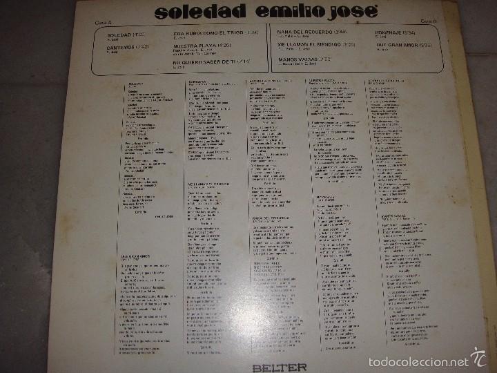 Discos de vinilo: Emilio Jos&eacute; - Soledad - Edici&oacute;n de 1973 de Espa&ntilde;a - Foto 2