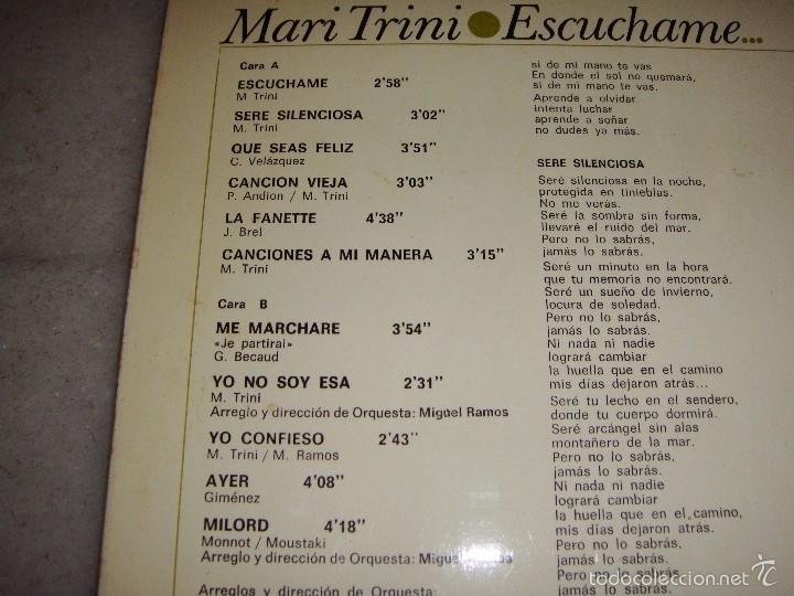 Discos de vinilo: MARI TRINI - Escuchame - Lp Vinilo - Foto 2