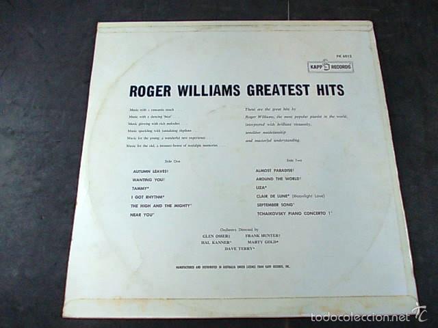 Discos de vinilo: ROGER WILIAMS Greatest hits. - Foto 2