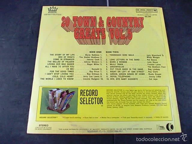 Discos de vinilo: 20 TOWN & COUNTRY GREATS - Foto 2