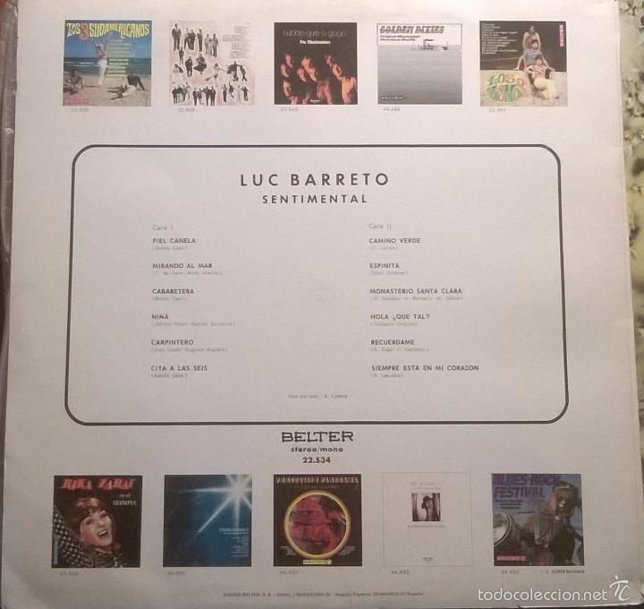 Discos de vinilo: Luc Barreto, Sentimental, Belter-22.534 - Foto 2