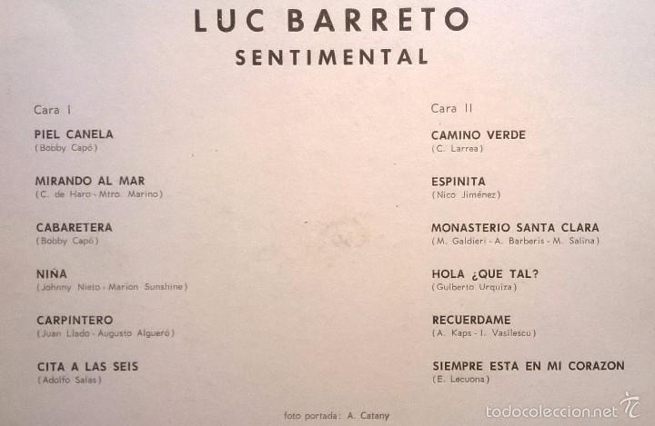 Discos de vinilo: Luc Barreto, Sentimental, Belter-22.534 - Foto 3