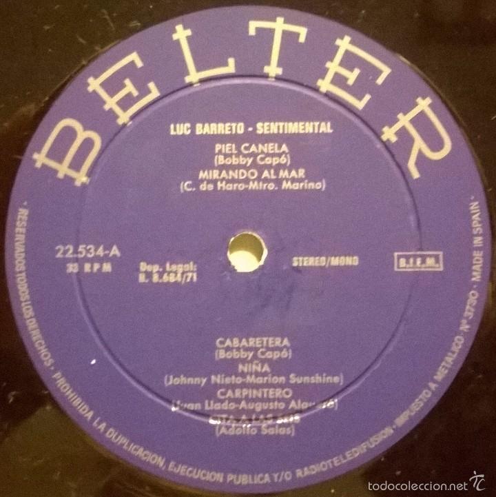 Discos de vinilo: Luc Barreto, Sentimental, Belter-22.534 - Foto 4