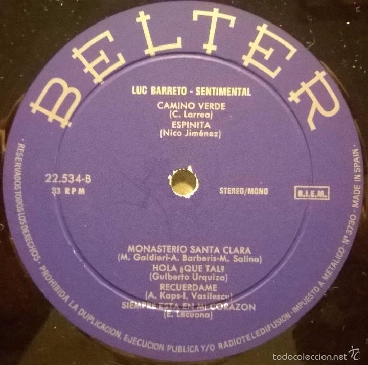 Discos de vinilo: Luc Barreto, Sentimental, Belter-22.534 - Foto 5