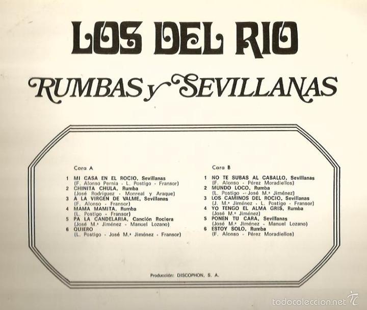 Discos de vinilo: LP LOS DEL RIO : RUMBAS Y SEVILLANAS - Foto 2
