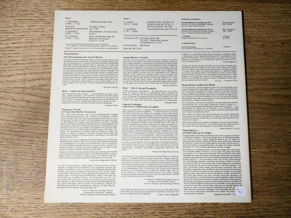 Discos de vinilo: LP ANTONIO BACIERO - KLAVIER - Foto 2