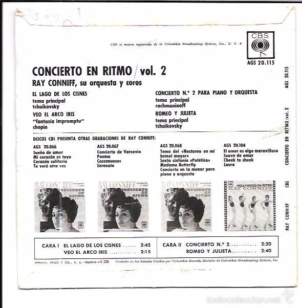 Discos de vinilo: SINGLE. RAY CONNIFF. SU ORQUESTA Y COROS. CONCIERTO EN RITMO. VOL.2 - Foto 2