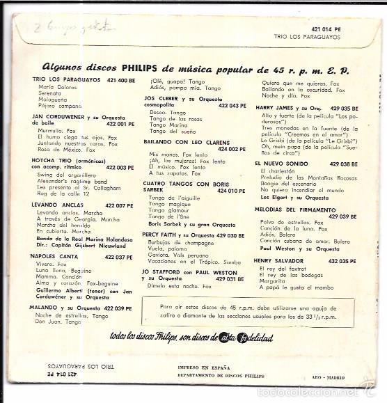 Discos de vinilo: SINGLE. TRIO LOS PARAGUAYOS. - Foto 2