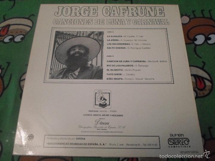 Discos de vinilo: JORGE CAFRUNE - CANCIONES DE LUNA Y CARNAVAL - Foto 3