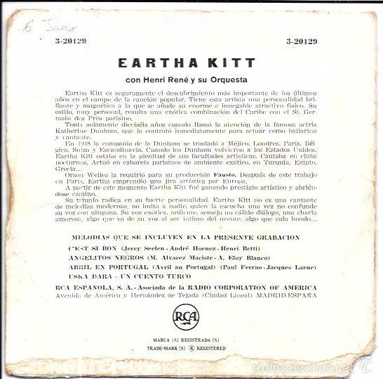 Discos de vinilo: SINGLE. EARTHA KITT. CON HENRI REN&Eacute; Y SU ORQUESTA. - Foto 2