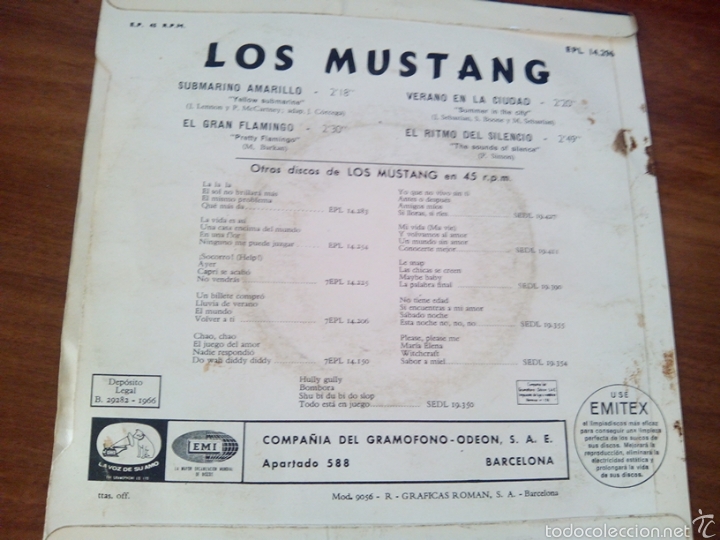 Discos de vinilo: Disco E.P. Los Mustang - Foto 2