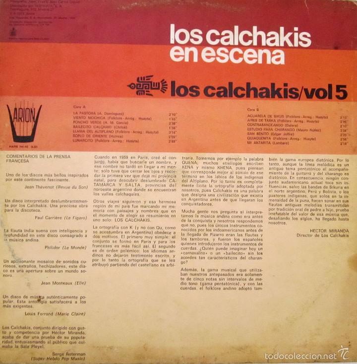 Discos de vinilo: (43) VINILO LP LOS CALCHAKIS EN ESCENA 1976 - Foto 3