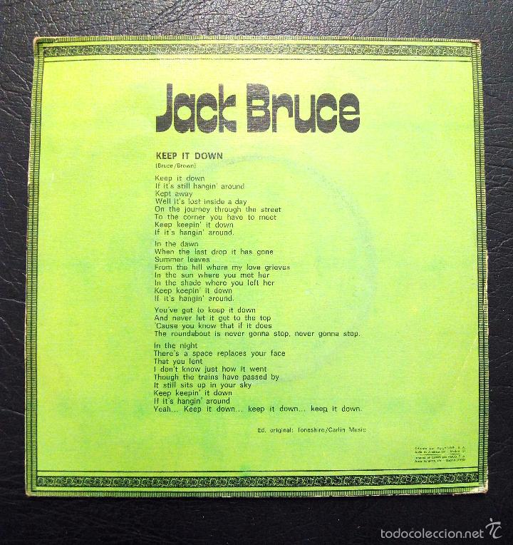 Discos de vinilo: SINGLE JACK BRUCE - KEEP IT DOWN - GOLDEN DAYS - POLYDOR 1974. - Foto 2
