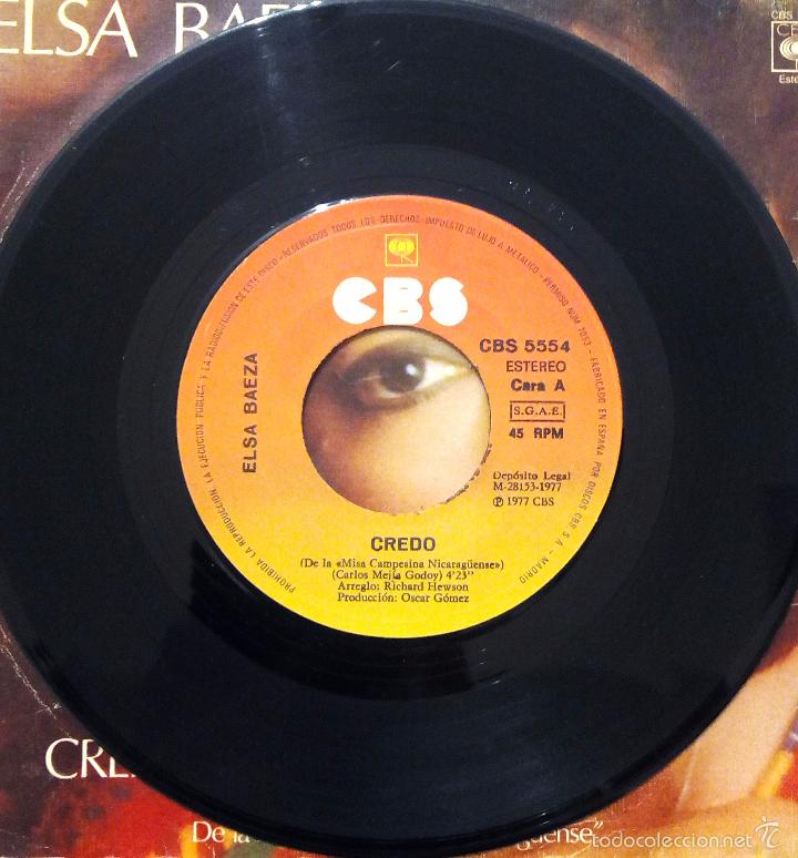 Discos de vinilo: SINGLE ELSA BAEZA - CREDO - LA CARMEN ASEADA - CBS 1977. - Foto 3