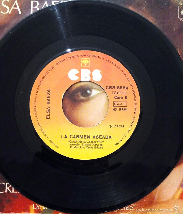 Discos de vinilo: SINGLE ELSA BAEZA - CREDO - LA CARMEN ASEADA - CBS 1977. - Foto 4