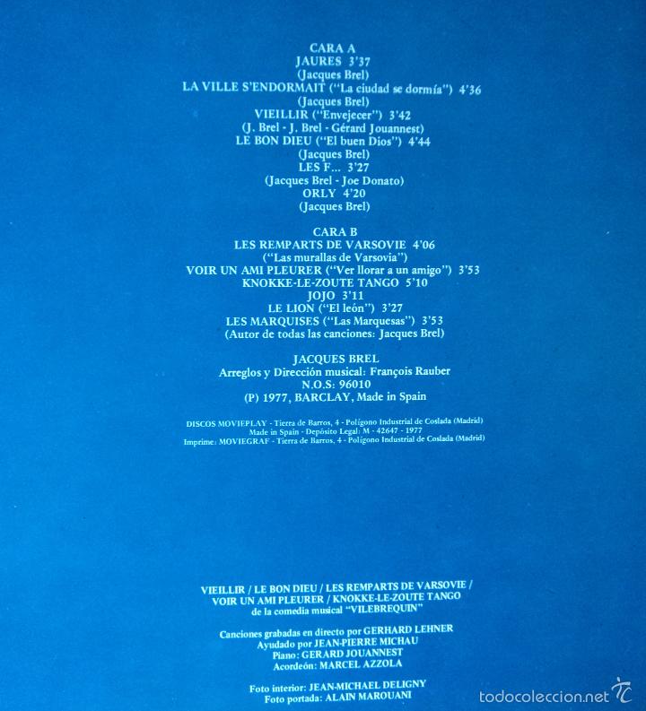 Discos de vinilo: Jacques Brel - Brel - Edici&oacute;n de 1977 de Espa&ntilde;a - Doble Portada - Foto 2