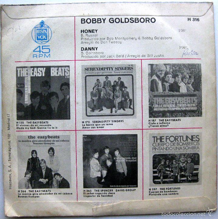 Discos de vinilo: Bobby Goldsboro - Honey - Single Hispavox 1968 BPY - Foto 2