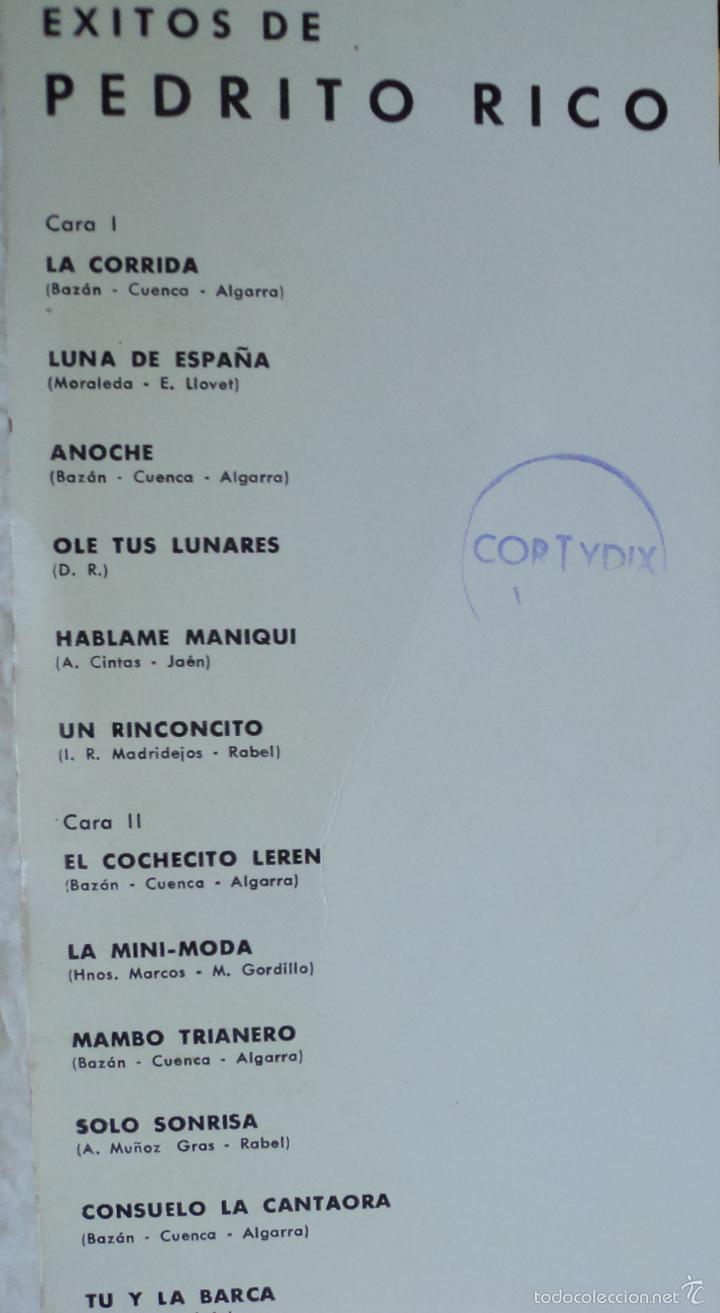 Discos de vinilo: Pedrito Rico - Exitos - Edici&oacute;n de 1968 de Espa&ntilde;a - Foto 3