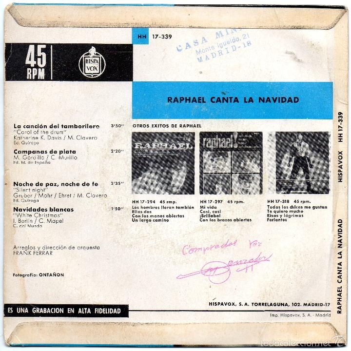 Discos de vinilo: RAPHAEL - LA CANCION DEL TAMBORILERO - EP. - Foto 2