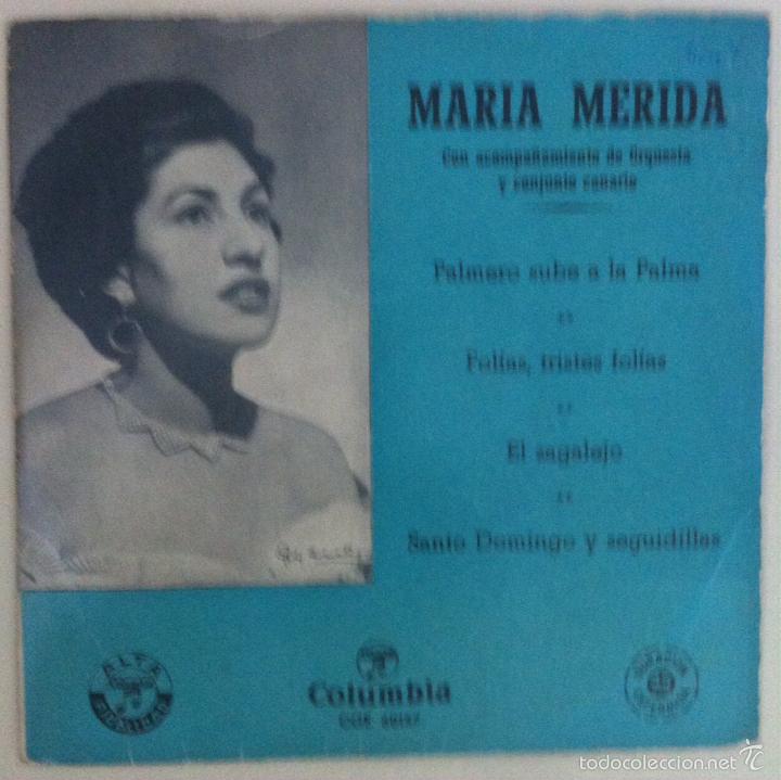 Discos de vinilo: Mar&iacute;a M&eacute;rida. Palmero sube a la palma ... - Foto 1