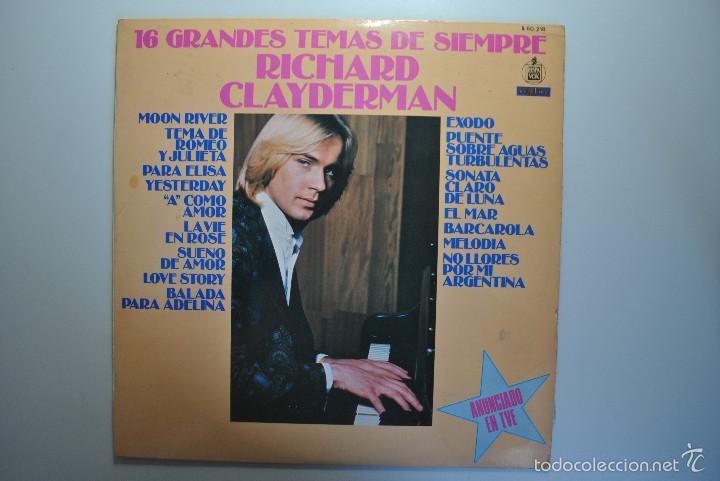 Discos de vinilo: RICHARD CLAYDERMAN - 16 GRANDES TEMAS DE SIEMPRE - Foto 1