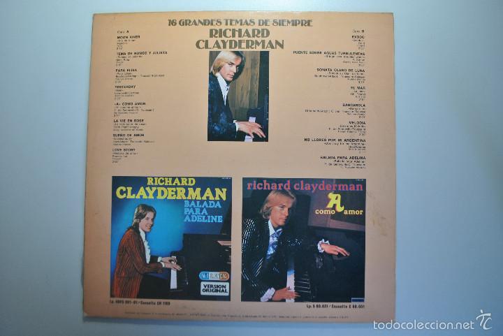 Discos de vinilo: RICHARD CLAYDERMAN - 16 GRANDES TEMAS DE SIEMPRE - Foto 2